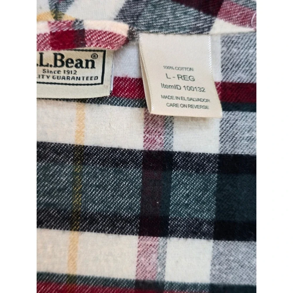 LL Bean Mens Large Plaid Flannel Robe Cotton Tartan Loungewear Classic Preppy